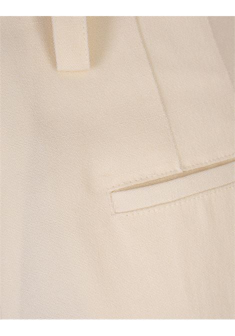 Pantaloni a Gamba Larga In Misto Seta Beige JIL SANDER | J03KA0292-J65005105